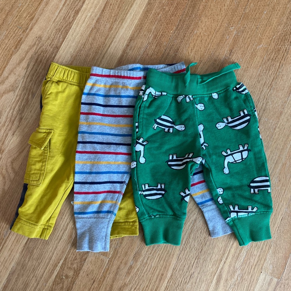 Three pairs infant pants- Hanna Andersson and Tea